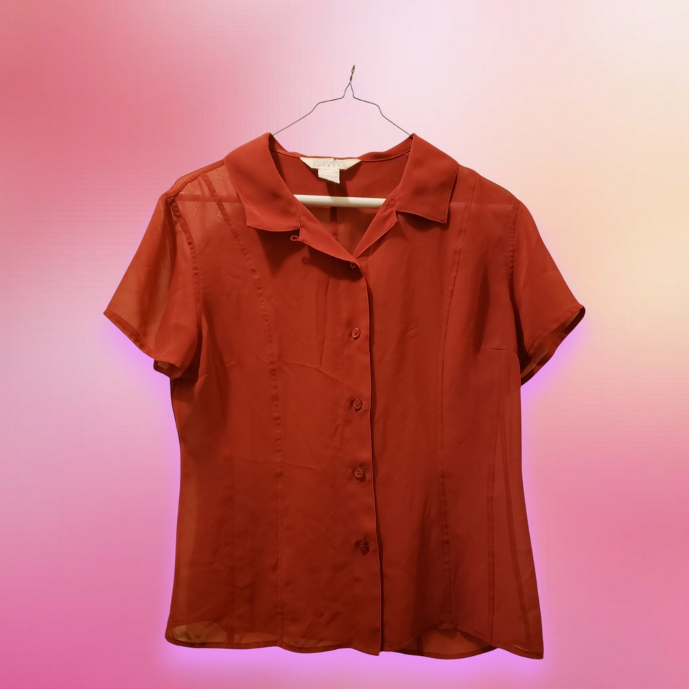 Women's Red Button-Up Blouse